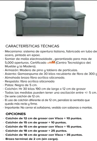 Imagen sofa cama con sistema italiano 3plz 202cm cama 140x190 3