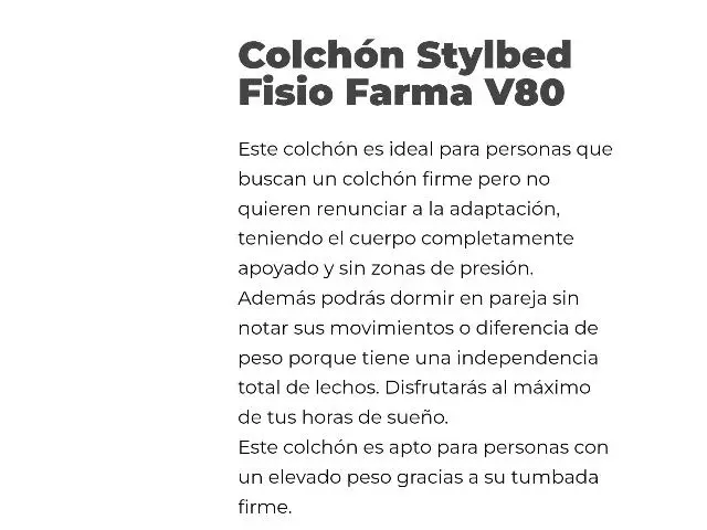 Imagen Colchn Fisio Farma V80 90 x 190 Stylbed 2