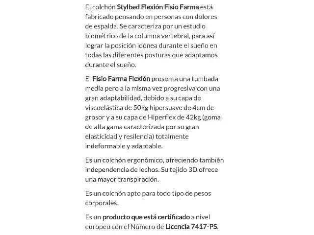 Imagen Colchn Fisio Farma Flexin 90 x 190 Stylbed 2