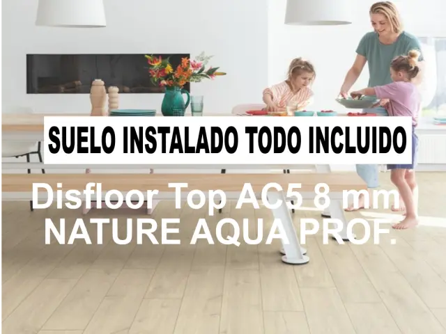 Imagen TARIMA FLOTANTE TOP AC5/8MM NATURE AQUA PROF TODO INCLUIDO